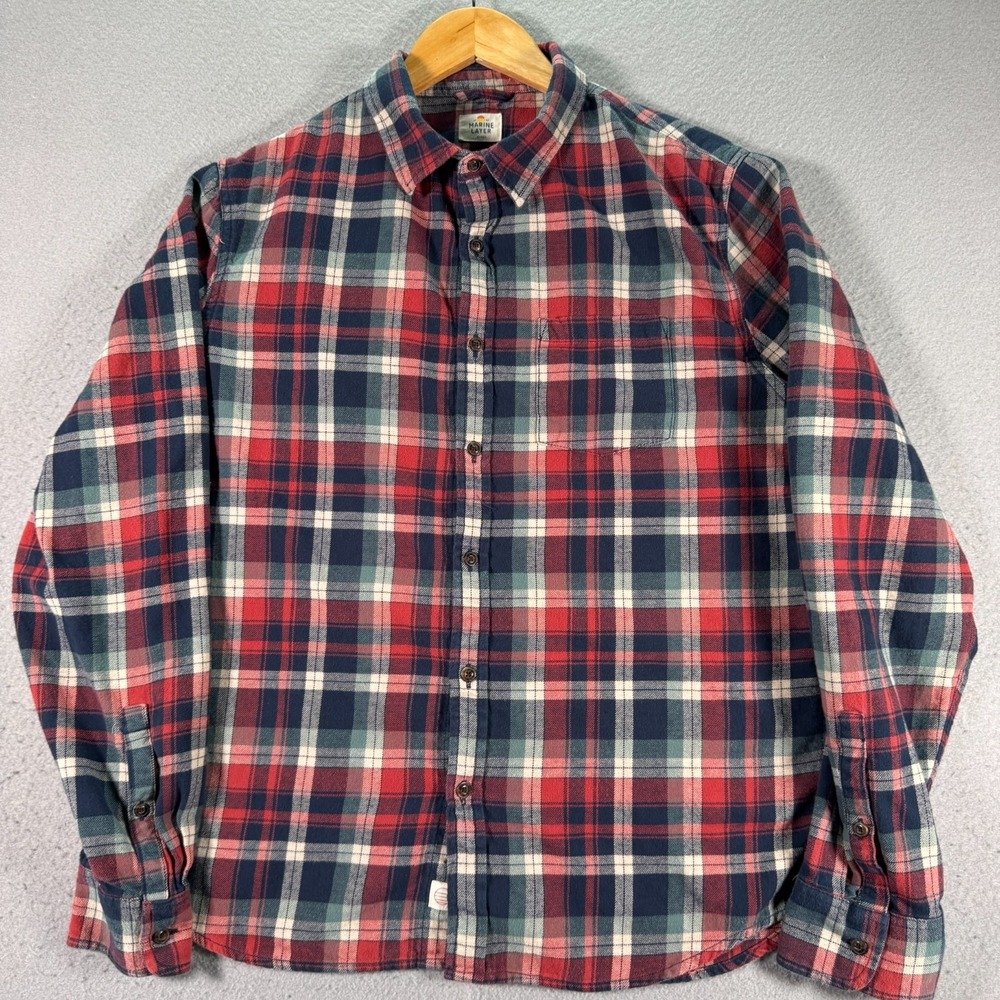 Marine Layer Flannel Top Womens Large Multicolor Plaid Comfort Cotton Classic